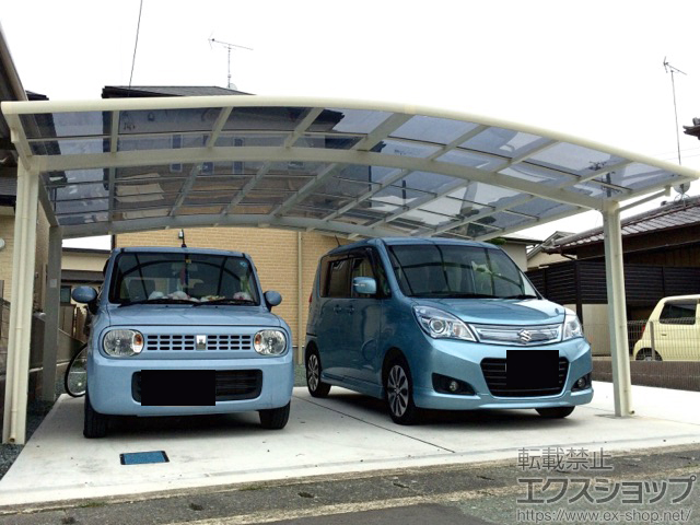 静岡県袋井市のLIXIL リクシル（トステム）のカーポート カーブポートシグマIII ワイド 積雪〜20cm対応 施工例