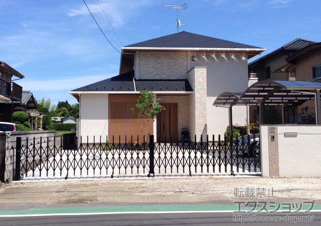 千葉県長生郡睦沢町ののカーゲート アルシャインII M型 Aタイプ ノンレール 両開き 840W 施工例