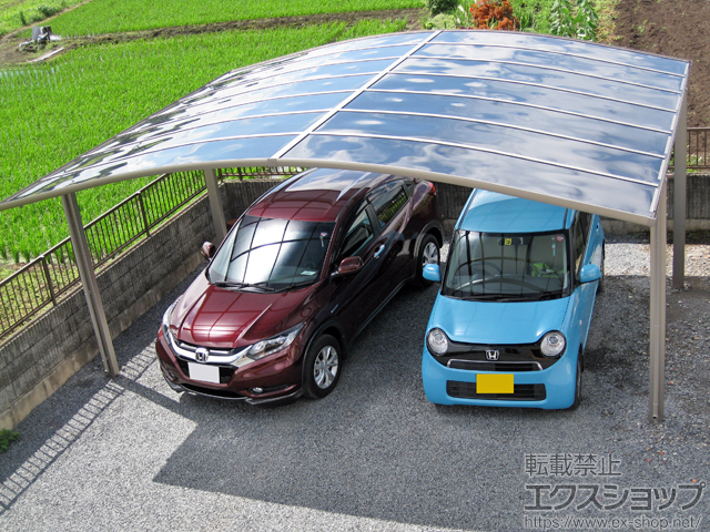 栃木県栃木市ののカーポート ネスカR (ラウンドスタイル) ワイド 積雪〜20cm対応 施工例