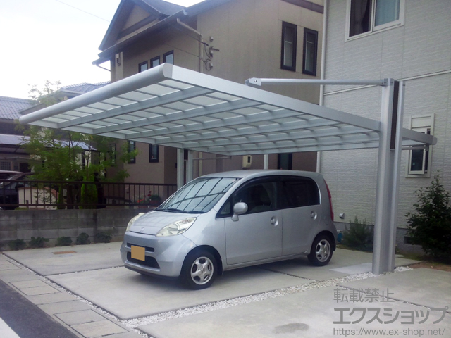 岡山県総社市ののカーポート 4Gワイド マテリアルカラー 積雪〜20cm対応 施工例