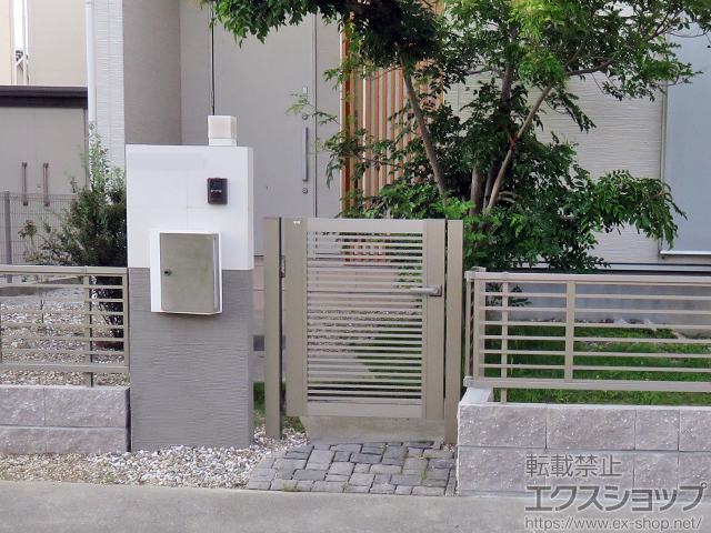 愛知県豊橋市のの門扉 ニューカムフィ1型 横細格子 片開き 門柱タイプ 施工例