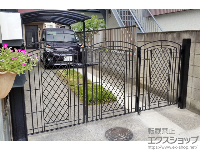 東京都武蔵野市のの門扉 ラヴェールV門扉1型 3枚折戸セット 門柱使用 施工例