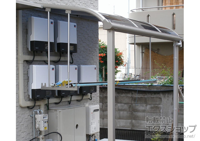 香川県観音寺市ののテラス屋根 プレシオステラス R型 テラスタイプ 単体 積雪〜20cm対応＋プレシオステラス 吊り下げ式物干し ロング 2本入り×1セット 施工例