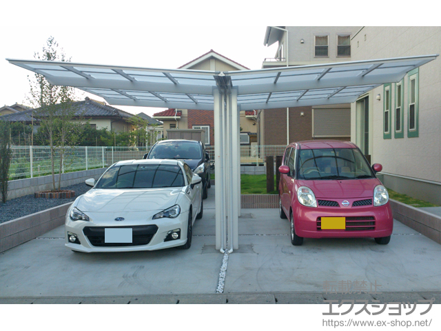 茨城県ひたちなか市ののカーポート フーゴF (フラットスタイル) Y合掌 積雪〜20cm対応 施工例
