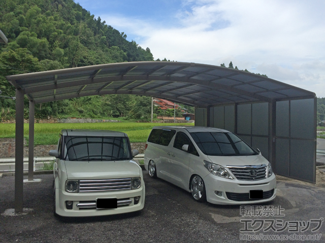 山口県美祢市ののカーポート ネスカR (ラウンドスタイル) ワイド　積雪〜20cm対応 + ネスカR (ラウンドスタイル) ワイド用 サイドパネル 施工例