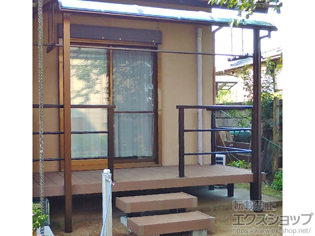 茨城県水戸市ののテラス屋根 ヴェクターテラス R型 テラスタイプ 単体 積雪〜20cm対応+ヴェクターテラス 吊り下げ式物干し 施工例