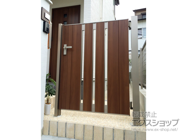 福岡県福岡市のの門扉 オーナ門扉 SA型 片開き マテリアルカラー 片開き 柱使用 施工例