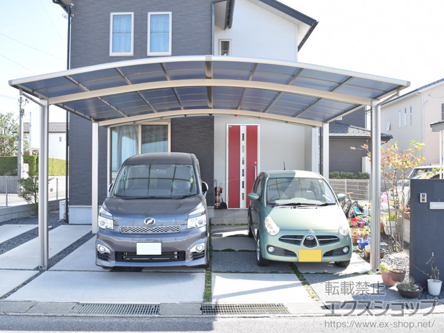 滋賀県蒲生郡日野町ののカーポート ネスカR (ラウンドスタイル) ワイド 積雪〜20cm対応 施工例