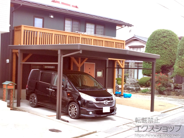 長野県長野市のLIXIL リクシル（トステム）のカーポート テリオスポートIII 1500 2台用 角柱4本仕様 積雪〜50cm対応 施工例