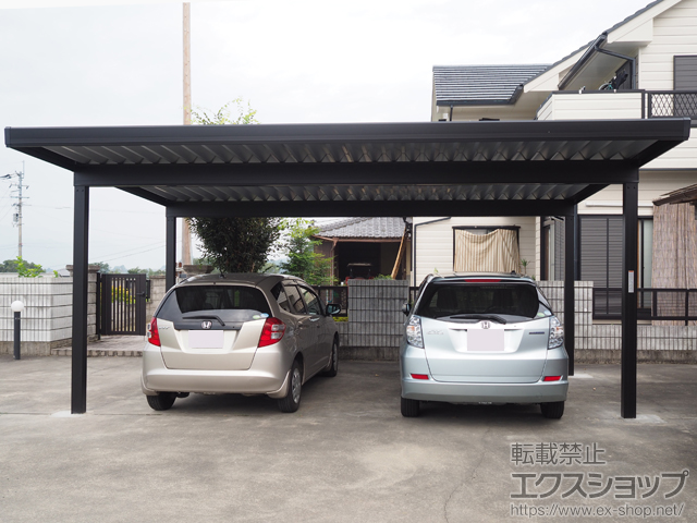 徳島県美馬市のLIXIL リクシル（トステム）のカーポート テリオスポートIII 1500 2台用 角柱4本仕様 積雪〜50cm対応 施工例