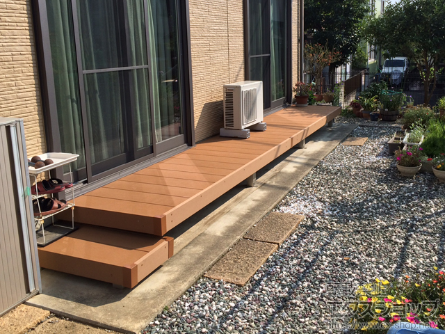 東京都八王子市ののウッドデッキ リウッドデッキ 200＋独立式 リウッドステップ2型 施工例