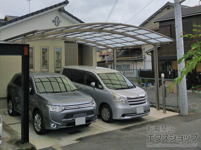 兵庫県明石市ののカーポート ネスカR (ラウンドスタイル) ワイド 積雪〜20cm対応 施工例