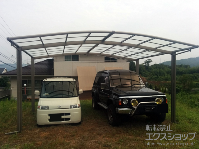 岡山県赤磐市ののカーポート ネスカR (ラウンドスタイル) ワイド 積雪〜20cm対応 施工例