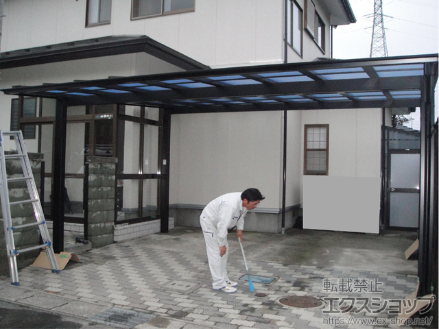 宮城県仙台市ののカーポート ネスカF (フラットスタイル) ワイド 積雪〜20cm対応 施工例