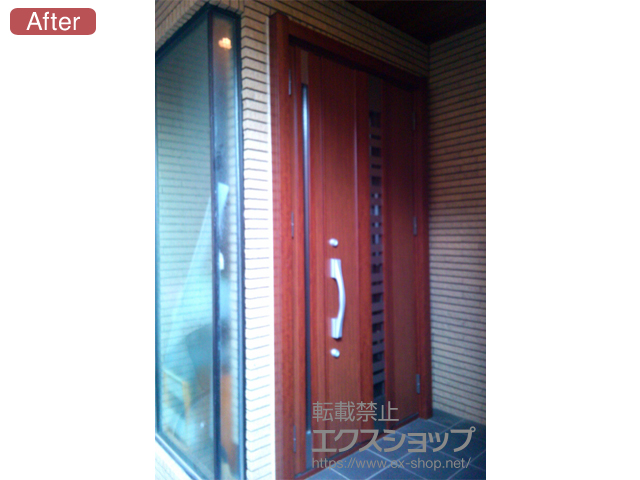 石川県金沢市のLIXIL リクシル（トステム）の玄関ドア リシェントII 断熱K3仕様 親子仕様(ランマ無)R E90型 施工例