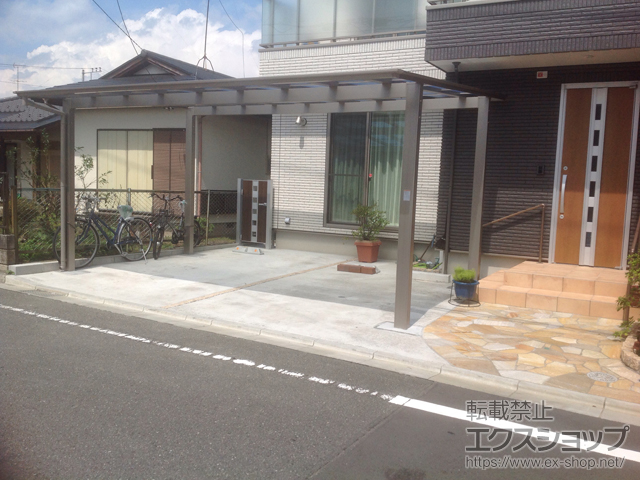 神奈川県相模原市ののカーポート フーゴF (フラットスタイル) ワイド 積雪〜20cm対応 施工例