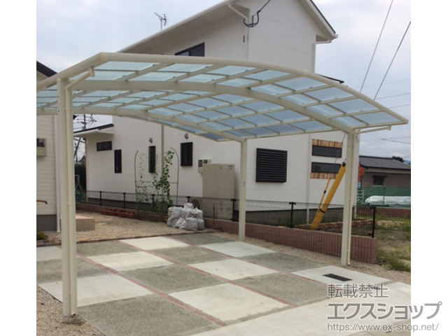 福岡県八女市ののカーポート ネスカR (ラウンドスタイル) ワイド 積雪〜20cm対応 施工例