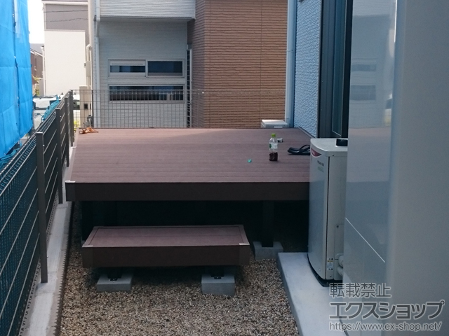 大阪府茨木市ののウッドデッキ リウッドデッキ 200＋独立式 リウッドステップ2型 施工例