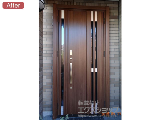 神奈川県横浜市のLIXIL リクシル（トステム）の玄関ドア リシェントII 断熱K4仕様 親子仕様(ランマ無)R F87型 ※タッチキー仕様 施工例