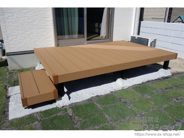 福岡県糟屋郡新宮町ののウッドデッキ マージウッドデッキ+ 独立式リウッドステップ2型 施工例