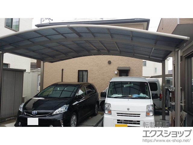 奈良県天理市ののカーポート ネスカR (ラウンドスタイル) ワイド 積雪〜20cm対応 施工例