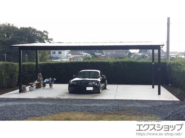 茨城県下妻市ののカーポート アーキデュオ ワイド 3台用 積雪〜20ｃｍ対応 施工例