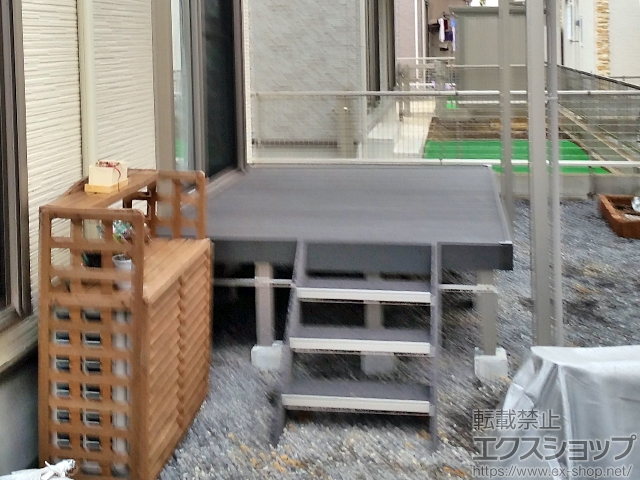 長崎県諫早市ののウッドデッキ リウッドデッキ 200＋リウッドステップ5型 Hタイプ（3段） 施工例