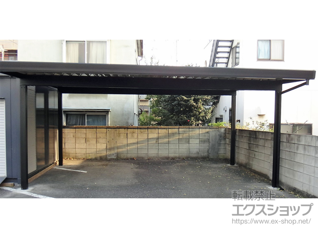 群馬県前橋市のLIXIL リクシル（トステム）のカーポート テリオスポートIII 1500 2台用 角柱4本仕様 積雪〜50cm対応 施工例