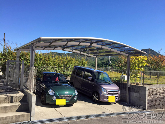 広島県廿日市ののカーポート ネスカR (ラウンドスタイル) ワイド 積雪〜20cm対応 施工例