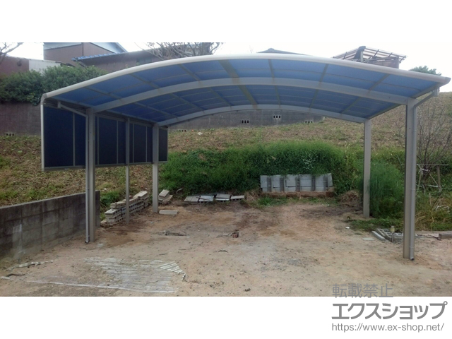 山口県宇部市ののカーポート プレシオスポート ワイド 積雪〜20cm対応＋サイドパネル＋屋根ふき材補強部品 2セット 施工例