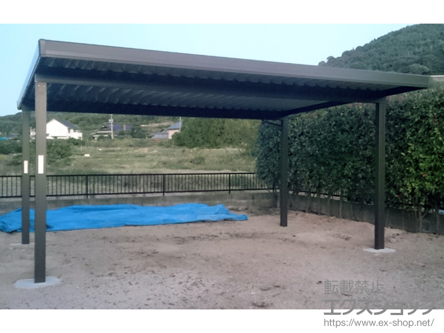 山口県防府市のLIXIL リクシル（トステム）のカーポート テリオスポートIII 900 2台用 角柱4本仕様 積雪〜30cm対応 施工例