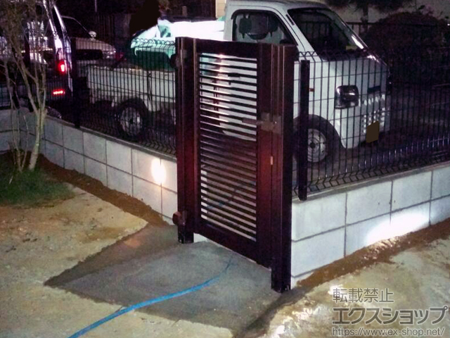 茨城県鉾田市のの門扉 プレシオス門扉 横格子 片開き 施工例