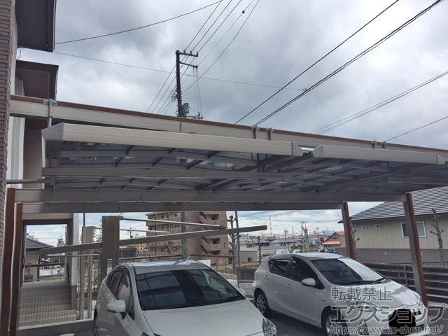 愛媛県四国中央市ののカーポート マルチスクエア フラット屋根3台合掌 積雪〜20cm対応 施工例