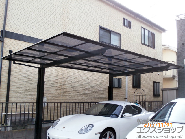 神奈川県相模原市ののカーポート ネスカF (フラットスタイル) 積雪〜20cm対応＋着脱式サポート標準柱（H22）用　2本入り×1セット 施工例