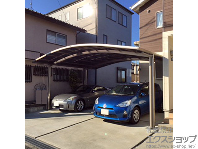 静岡県磐田市ののカーポート フーゴR (ラウンドスタイル) ワイド 積雪〜20cm対応 施工例