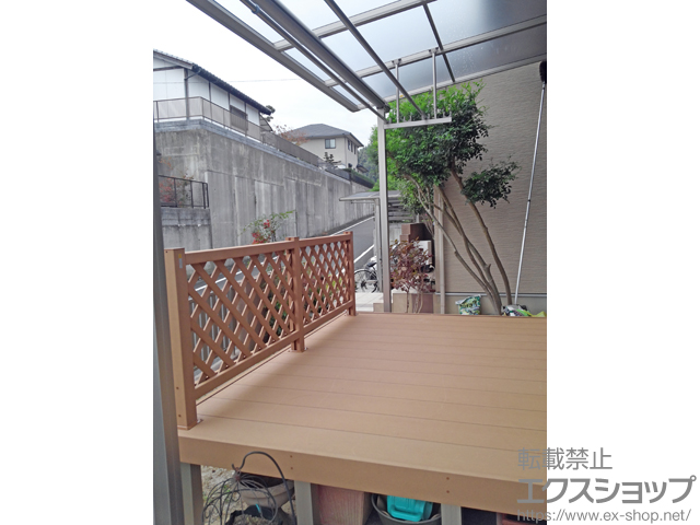 福岡県筑紫野市ののテラス屋根 プレシオステラス F型 テラスタイプ 単体＋吊下げ物干し 標準 2本入 施工例