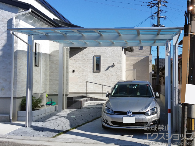 熊本県人吉市ののカーポート エフルージュ ツイン 積雪〜20cm対応＋変形敷地対応セット 施工例