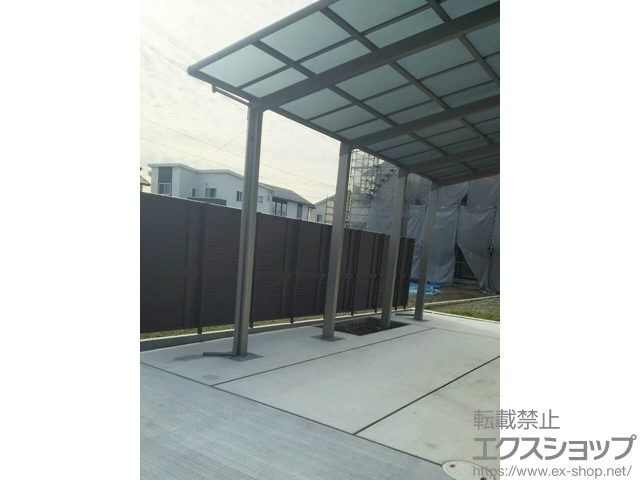 島根県松江市のLIXIL リクシル（トステム）のカーポート ルーフポートシグマIII 1500 延長 落雪後枠 積雪〜50cm対応 施工例