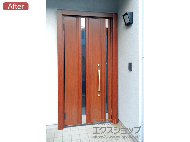 神奈川県座間市のLIXIL リクシル（トステム）の玄関ドア リシェントII 断熱K2仕様 親子仕様(ランマ無)L E12型 施工例