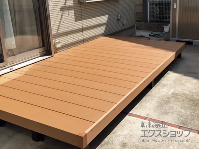 栃木県下野市ののウッドデッキ マージウッドデッキ＋独立式リウッドステップ2型 施工例