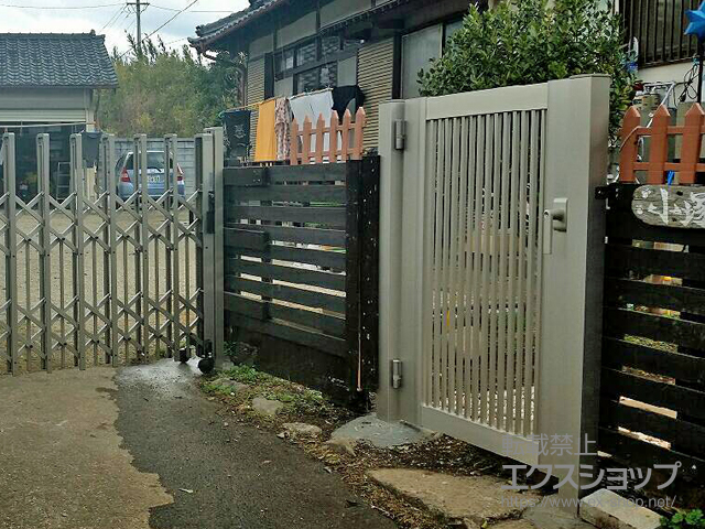 大分県臼杵市のの門扉 プレシオス門扉 縦格子 片開き 門柱仕様 施工例