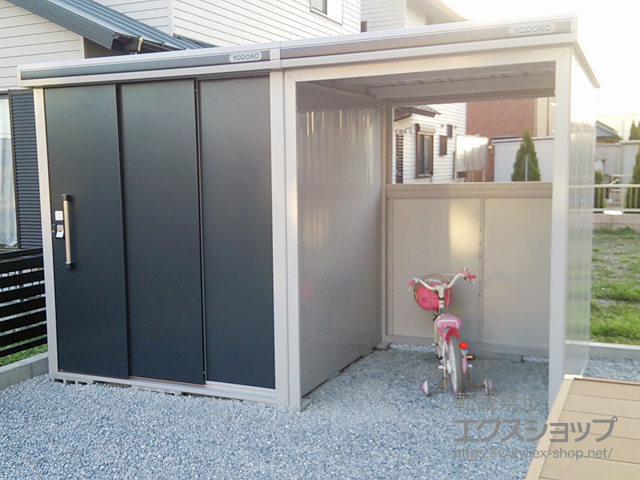 栃木県栃木市のの物置・屋外倉庫 エルモコンビ 標準高タイプ 一般型（LMD-1818+LKD1518） 施工例