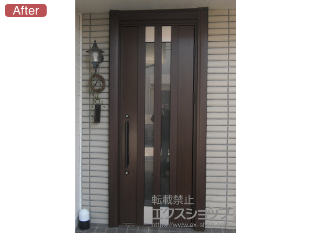 埼玉県狭山市のの玄関ドア ドアリモ玄関ドア 断熱D4仕様 手動錠 片開き仕様（ランマ無） S14 外観右勝手 施工例