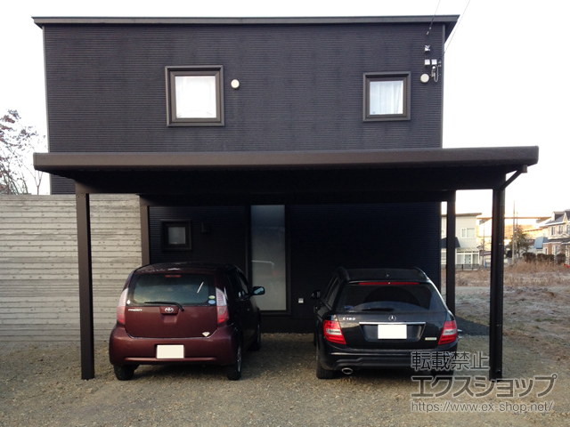 北海道千歳市ののカーポート ジーポートneo 2台用 Aタイプ 角柱4本仕様 積雪〜100cm対応 施工例