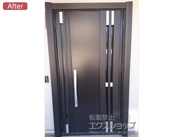 宮城県大崎市のLIXIL リクシル（トステム）の玄関ドア リシェントII 断熱K3仕様 親子仕様(ランマ無)R F87型 ※タッチキー(キー付リモコン)仕様 施工例