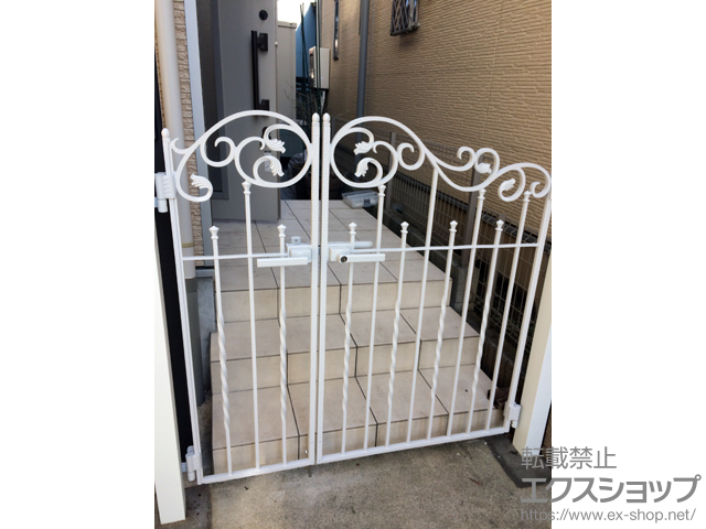 千葉県松戸市のの門扉 ラフィーネ門扉1型 両開き親子 柱使用 施工例