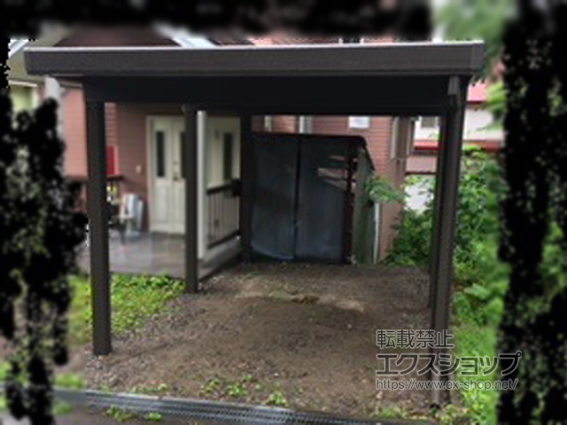 新潟県妙高市のLIXIL リクシル（トステム）のカーポート テリオスポートIII 4500 角柱6本仕様 積雪〜150cm対応 施工例