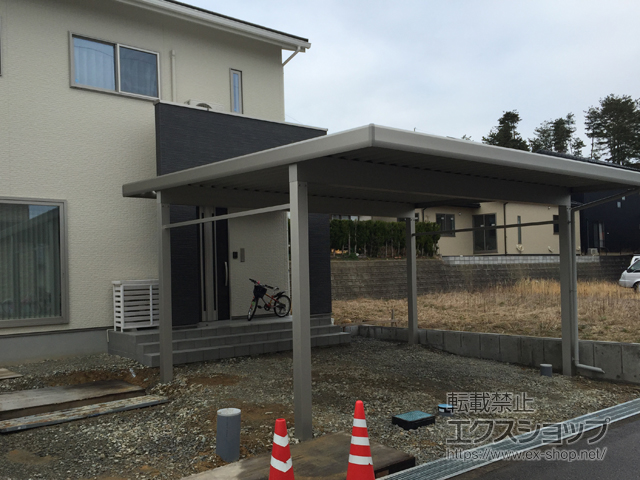 石川県能美市ののカーポート ジーポートneo Aタイプ 2台用 角柱4本仕様 積雪〜100cm対応 施工例