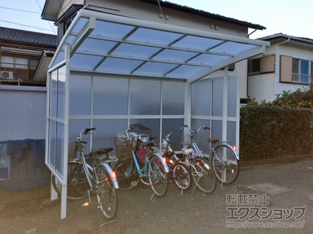 神奈川県大和市ののサイクルポート・駐輪場 フーゴRパーク (ラウンドスタイル) パネル3面囲い 積雪〜20cm対応 施工例