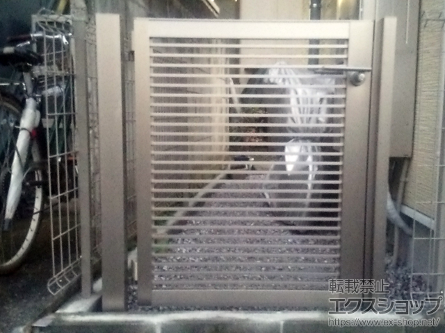 神奈川県川崎市のの門扉 プレスタ門扉 1型 細横桟 片開き 柱使用 施工例